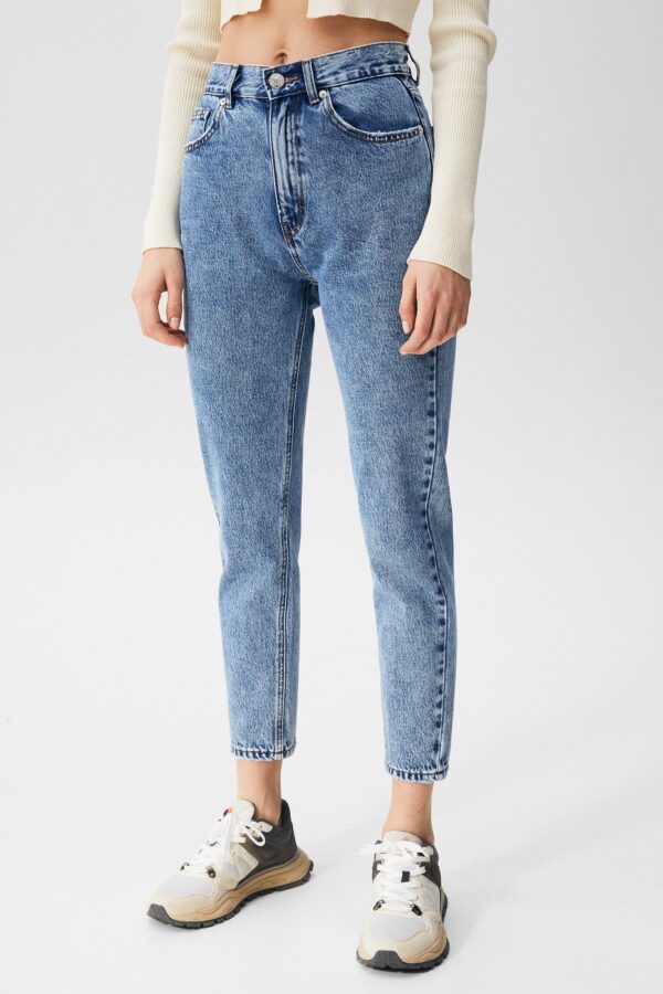 Basic Mom Jeans Blue - Görsel 2