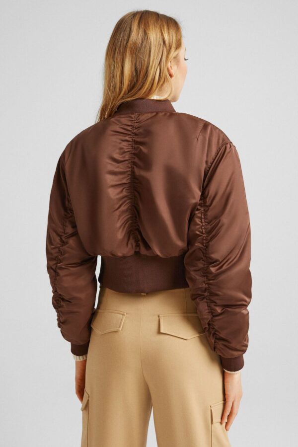 Cropped Satin Bomber Jacket - Görsel 2