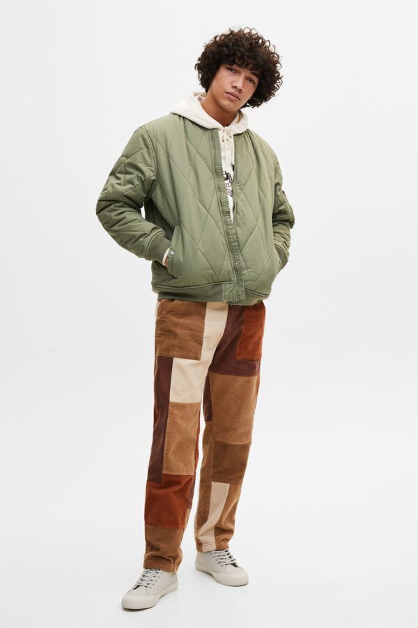 Quilted Bomber Jacket With Ribbed Trims - Görsel 4
