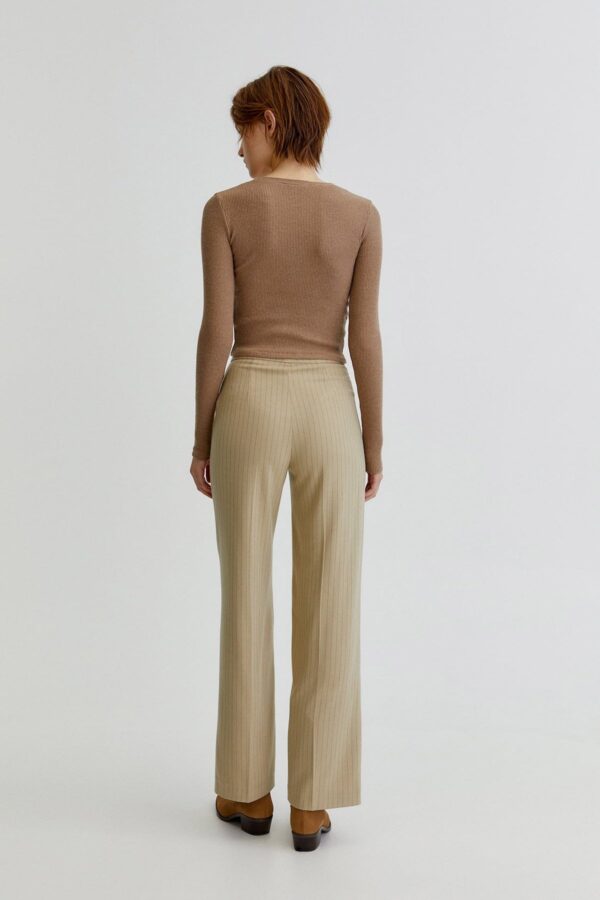 Ribbed Cropped T-Shirt With Buttons - Görsel 2