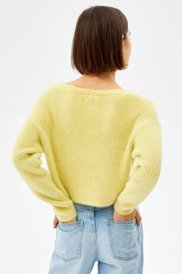 Fuzzy Button-Up Cardigan - Görsel 2