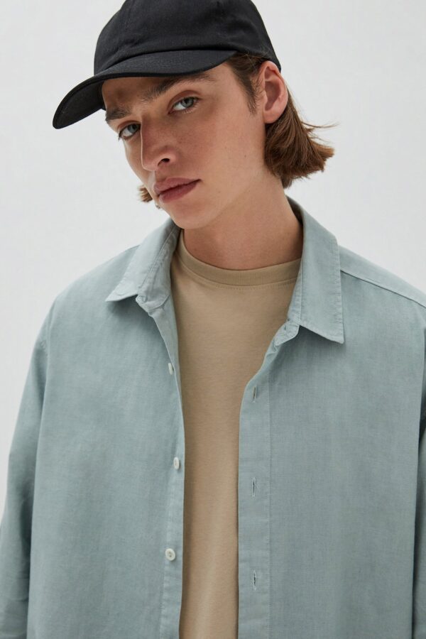 Cotton and Linen Basic Shirt - Görsel 4