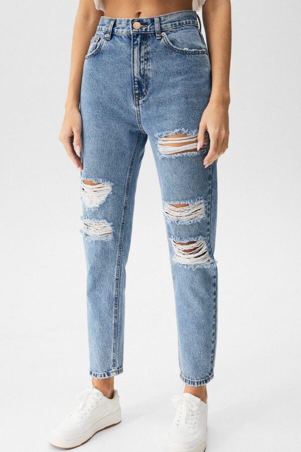 Ripped Mom Jeans - Contains Recycled Cotton - Görsel 2