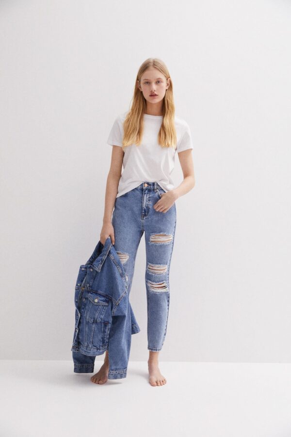 Ripped Mom Jeans - Contains Recycled Cotton - Görsel 4