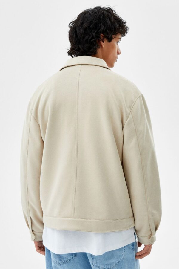 Faux Suede Jacket With Pockets - Görsel 2
