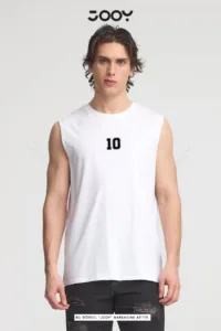 10 Numara Baskılı Antrenman Sporcu Atleti Oversize Kolsuz T-Shirt-alttext1