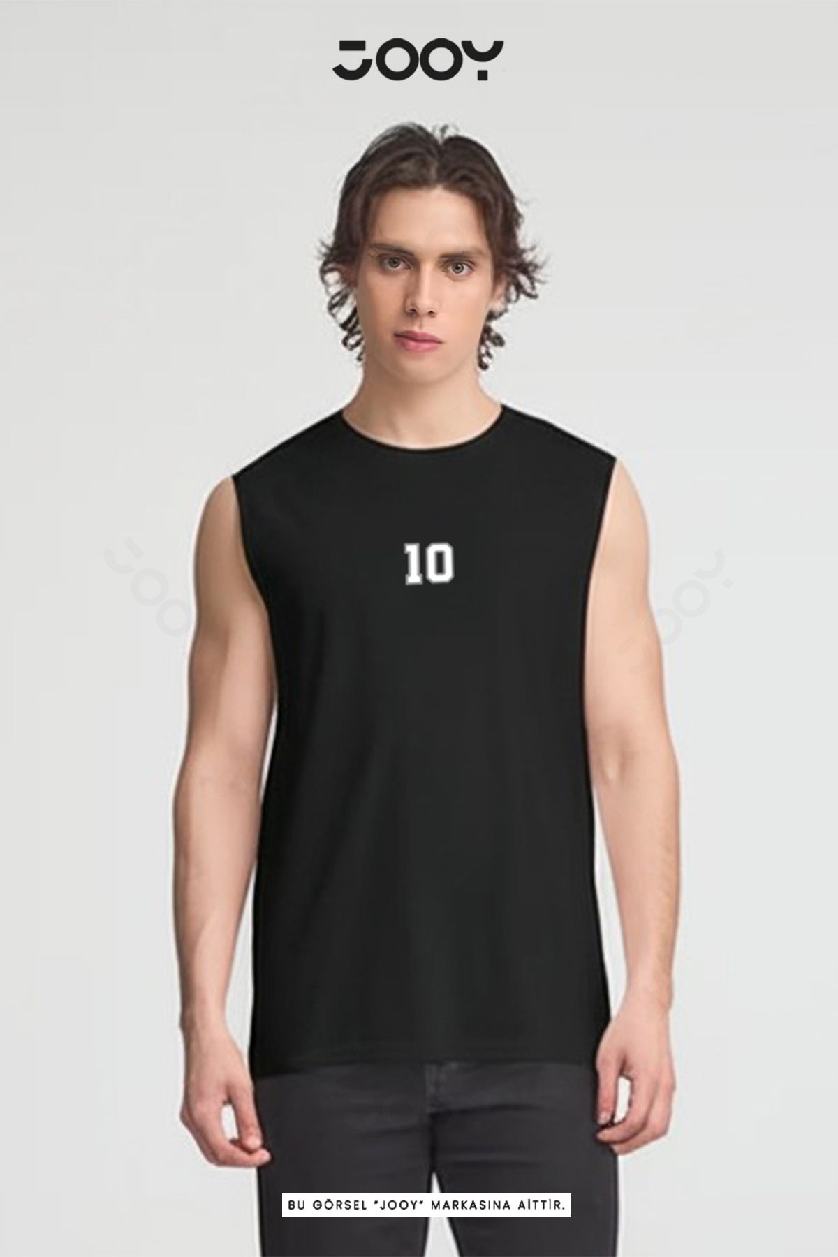 10 Numara Baskılı Antrenman Sporcu Atleti Oversize Kolsuz T-Shirt