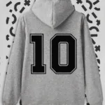 10 Numara Baskılı Gri Kapüşonlu Sweatshirt - M-alttext1