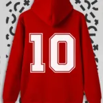 10 Numara Baskılı Kırmızı Kapüşonlu Sweatshirt - XL-alttext1