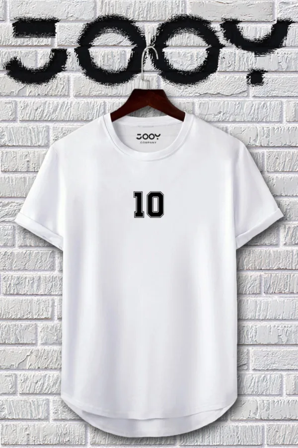10 Numara Baskılı Siyah Beyaz Oval Kesim Tshirt 2'li Set - L-alttext3