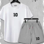 2'li 10 Numara Slim Fit Beyaz Tshirt - Gri Şortlu Takım - S-alttext1