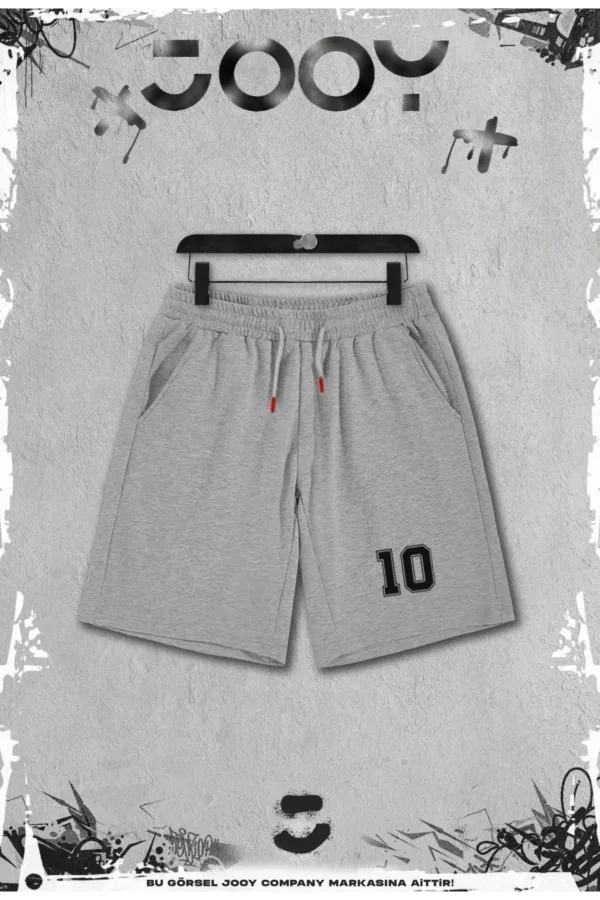 2'li 10 Numara Slim Fit Beyaz Tshirt - Gri Şortlu Takım - S-alttext3