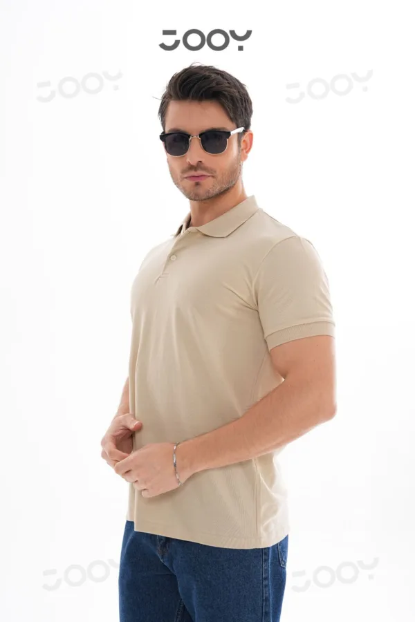 2'li Avantaj Paket Beyaz - Bej %100 Pamuk Erkek Polo Yaka T-Shirt - M-alttext5