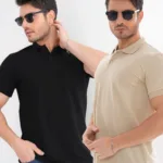 2'li Avantaj Paket Siyah - Bej %100 Pamuk Erkek Polo Yaka T-Shirt - S-alttext1