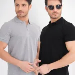 2'li Avantaj Paket Siyah - Gri %100 Pamuk Erkek Polo Yaka T-Shirt - S-alttext1