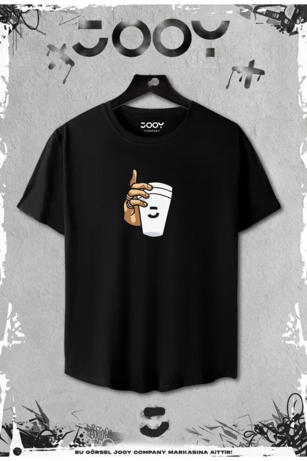 2'li Bardak Tasarım Slim Fit Siyah Tshirt - Gri Şortlu Takım - L-alttext2