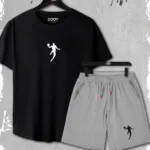 2'li Basketbolcu Slim Fit Siyah Tshirt - Gri Şortlu Takım - S-alttext1