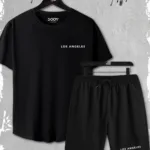 2'li Los Angeles Slim Fit Siyah Tshirt - Siyah Şortlu Takım - S-alttext1