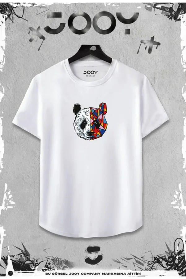 2'li Panda Baskılı Slim Fit Beyaz Tshirt - Gri Şortlu Takım - L-alttext2