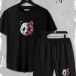 2'li Panda Baskılı Slim Fit Siyah Tshirt - Siyah Şortlu Takım - L-alttext1