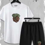 2'li Para Tasarım Slim Fit Beyaz Tshirt - Siyah Şortlu Takım - M-alttext1