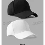 2'li Set Siyah Beyaz Düz Spor Şapka Unisex Arkası Cırtlı Ayarlanabilir-alttext1