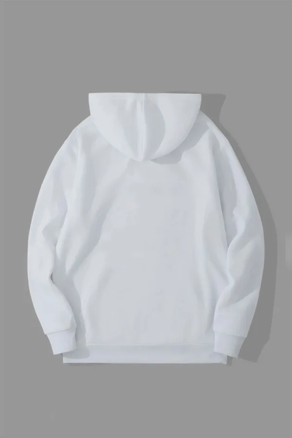 3 İplik Beyaz Oversize Basic Baskısız Sweatshirt Hoodie - XL-alttext4