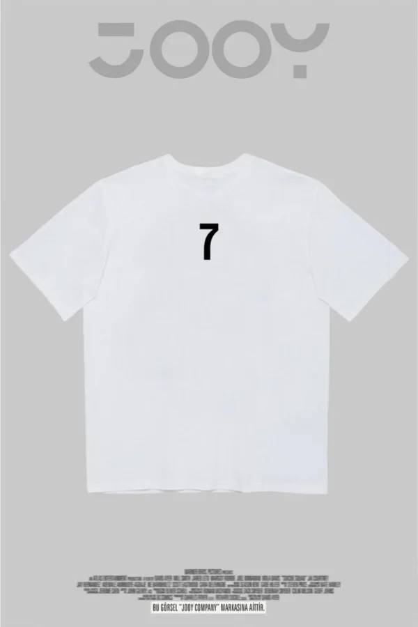 7 Numara Baskılı Beyaz Oversize Tshirt - M-alttext5