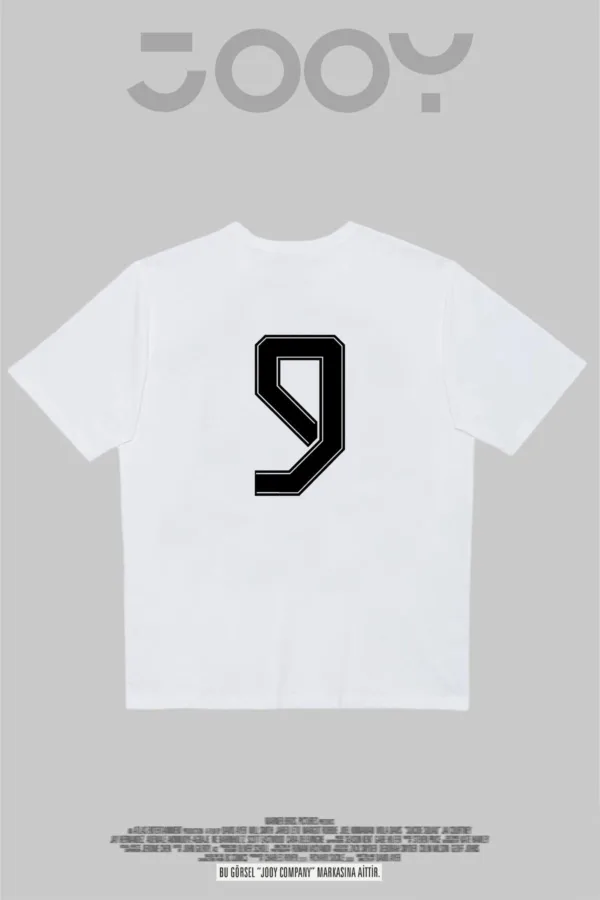 9 Numara Baskılı Beyaz Oversize Tshirt - L-alttext3