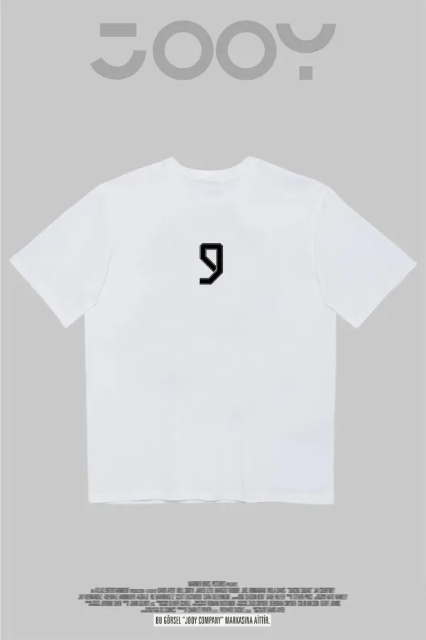 9 Numara Baskılı Beyaz Oversize Tshirt - L-alttext4