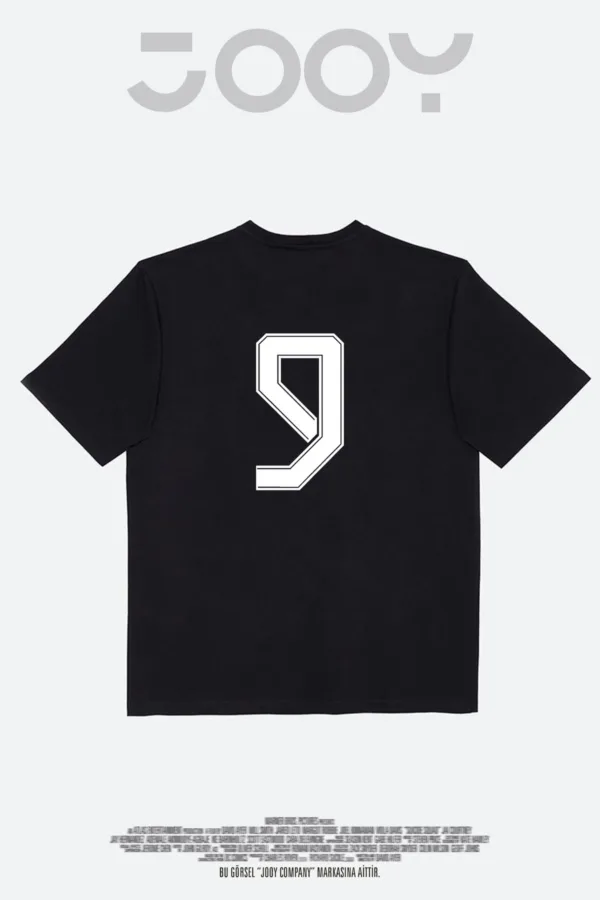 9 Numara Baskılı Siyah Oversize Tshirt - M-alttext3