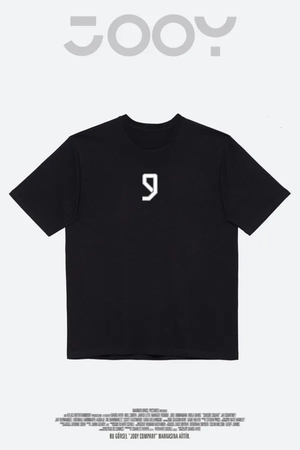 9 Numara Baskılı Siyah Oversize Tshirt - M-alttext4