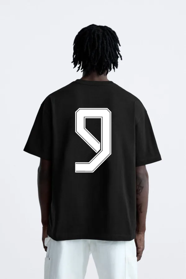 9 Numara Baskılı Siyah Oversize Tshirt - M-alttext1