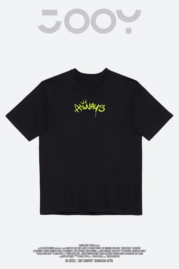 Always Smiling Tasarım Siyah Oversize Tshirt - XL-alttext4