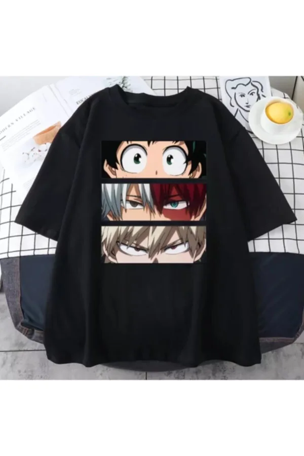 Anime Naruto My Hero Academia Oversize Siyah Tshirt - XL-alttext1