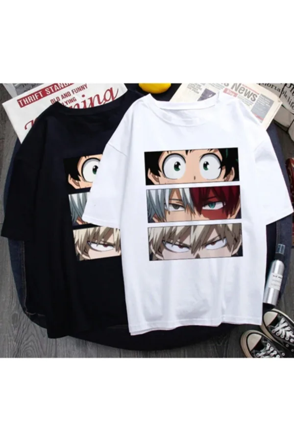 Anime Naruto Oversize Tshirt Siyah Beyaz 2'li Set - M-alttext1