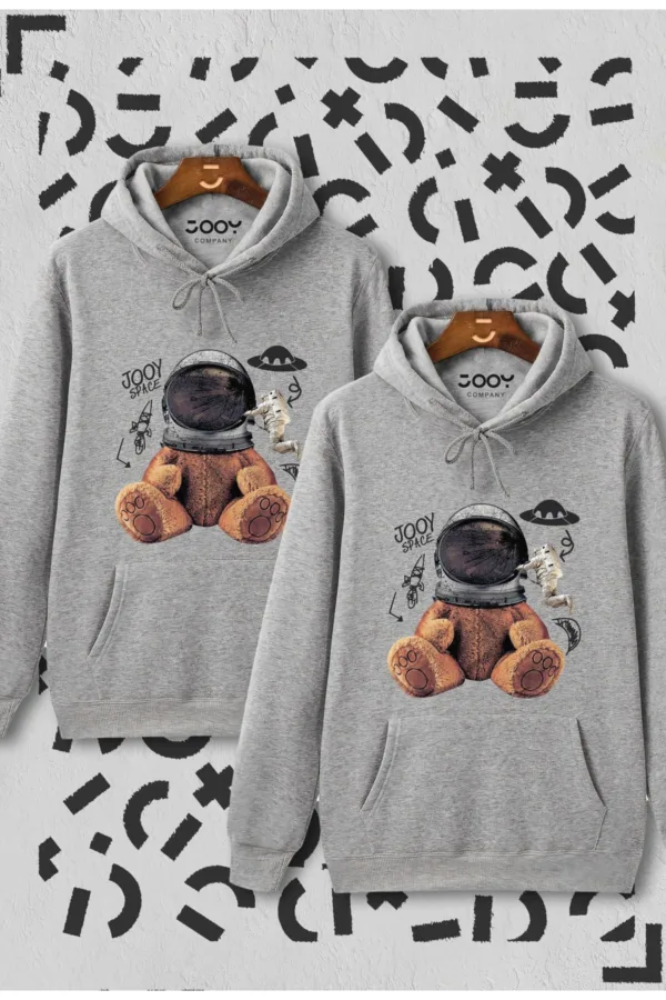 Astronot Ayıcık Sevgili Çift Kombini Gri 2'li Set - XL-alttext1