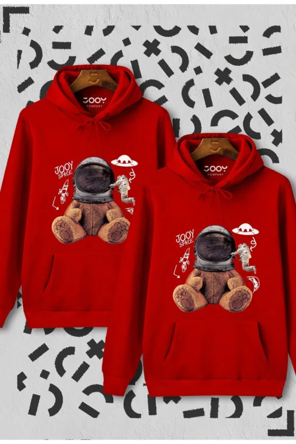 Astronot Ayıcık Sevgili Çift Kombini Kırmızı 2'li Set - M/XL-alttext1