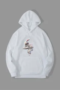 Astronot Tavşan Baskılı Kapüşonlu Sweatshirt-alttext1