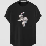 Astronot Tavşan Baskılı Slim Fit Oval Kesim T-Shirt - XL-alttext1