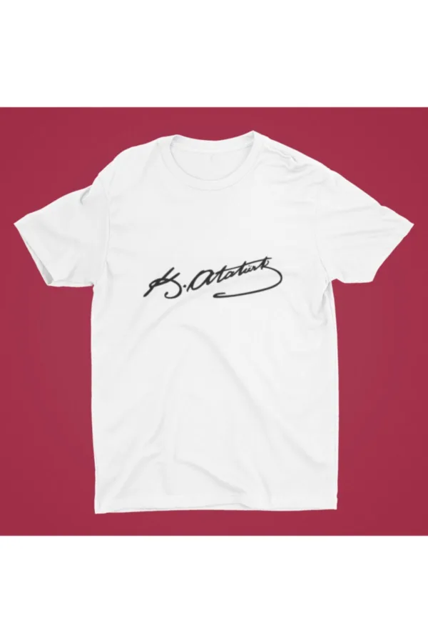 Atatürk Imza Baskılı Beyaz Oversize Tshirt - XL-alttext1