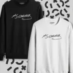 Atatürk İmza Baskılı Siyah Beyaz Bisiklet Yaka Sweatshirt 2'li Set - XL-alttext1