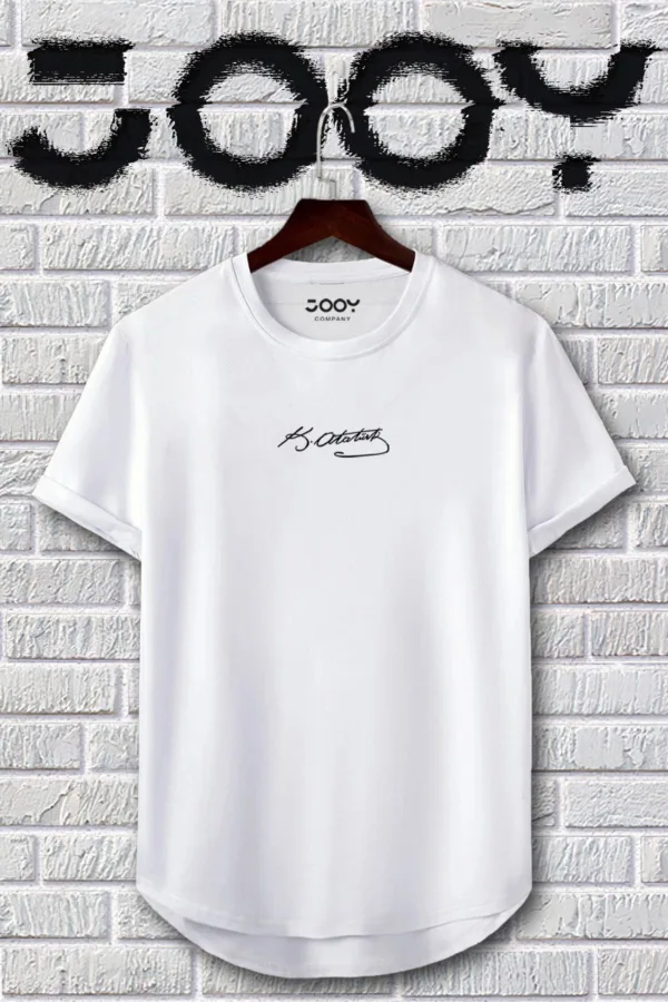 Atatürk Imza Baskılı Siyah Beyaz Oval Kesim Tshirt 2'li Set - L-alttext2