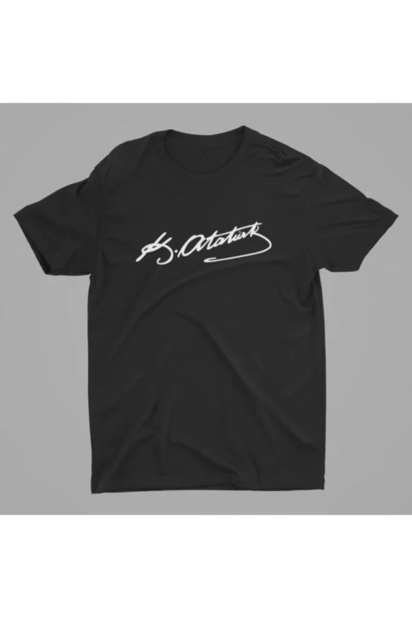 Atatürk Imza Baskılı Siyah Oversize Tshirt - M-alttext1