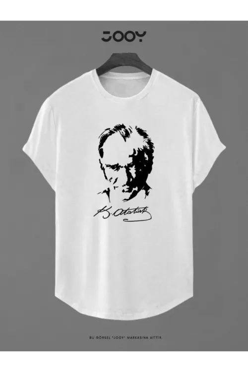 Atatürk Siluet Baskılı Slim Fit Oval Kesim Unisex T-Shirt