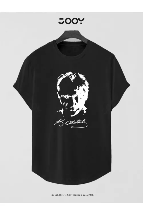 Atatürk Siluet Baskılı Slim Fit Oval Kesim Unisex T-Shirt