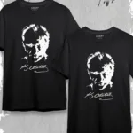 Atatürk Siluet İmza Baskılı Çift Kombini Siyah Oversize Tshirt 2'li Set - XL-alttext1