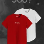 Atatürk imza Baskılı Kırmızı Beyaz Oval Kesim Tshirt 2'li Set - M-alttext1
