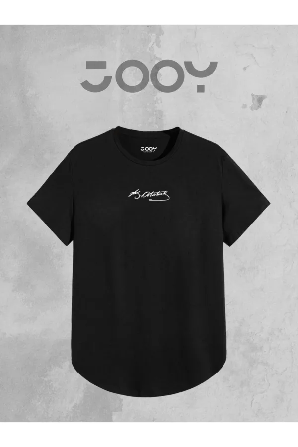 Atatürk imza Baskılı Siyah Kırmızı Oval Kesim Tshirt 2'li Set - M-alttext2