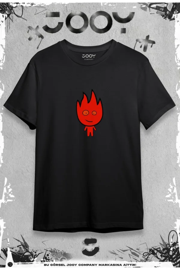 Ateş Ve Su Tasarım Sevgili Çift Kombini Siyah Oversize Tshirt 2'li Set - S-alttext3